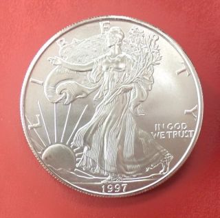 1997 Silver Eagle $1 1oz 999 Silver Key Date Rare Near Perfect Unc.  Low Mintage photo