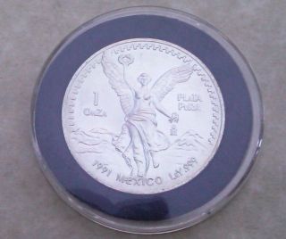 Silver Coin One Ounce.  1 Onza Mexico.  Please See All Of My Silver Dollars.  1991 photo