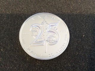 1 Oz 2013 Canadian Maple Leaf 25th Anniversary.  9999 Silver Solid Coin. photo