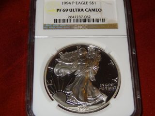 1994 P Proof Silver American Eagle Graded Pf 69 Ultra Cameo By Ngc photo