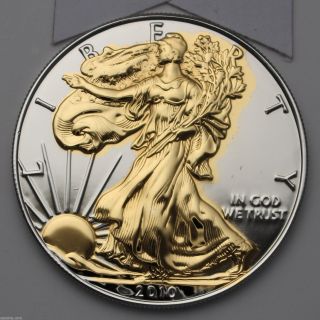 2010 American Silver Eagle Gold Color Enhancement Proof 01195410z photo