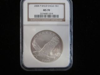 2008 P 1oz Silver Bald Eagle Commemorative Certified Ngc Ms70 photo