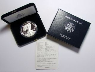 2007 - W Silver American Eagle 1 Oz Silver Proof W/box & - photo