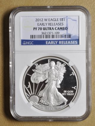 2012 W Silver Eagle Dollar Early Releases Ngc Pf 70 Ultra Cameo photo