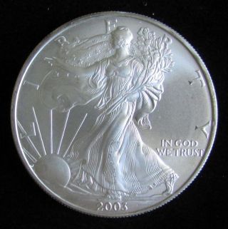 2003 American Silver Eagle 1 Troy Oz.  Bullion Coin W/ Airtite Case 121011 photo