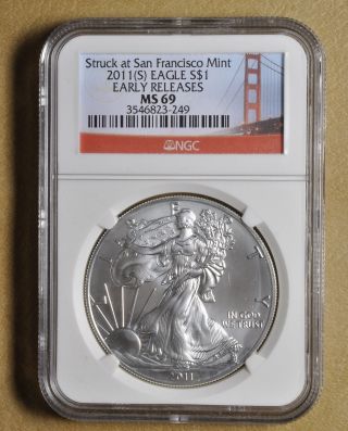 2011 (s) Silver Eagle Dollar Early Releases Ngc Ms 69 photo