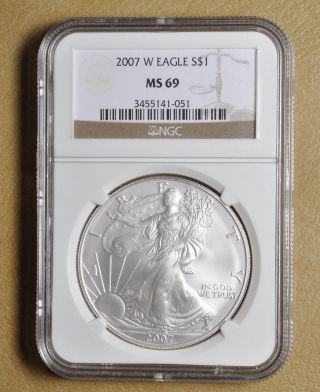 2007 W Silver Eagle Dollar Ngc Ms 69 photo