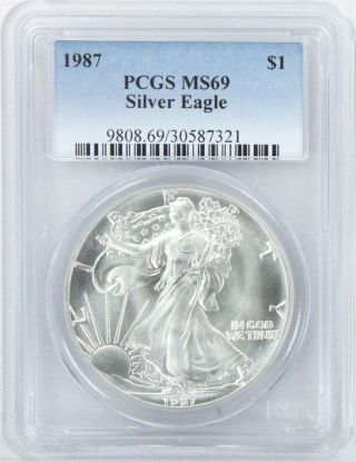 1987 American Silver Eagle Pcgs Ms69 State 69 photo