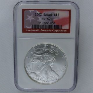2002 American Eagle Silver Dollar S$1 - Ngc Ms69 Certified & Graded photo