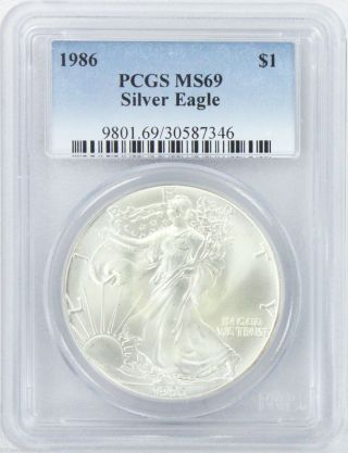 1986 American Silver Eagle Pcgs Ms69 State 69 photo