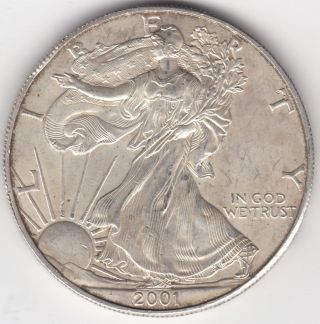2001 U.  S.  Silver American Eagle $1 One Dollar 1 Oz Bullion Coin photo