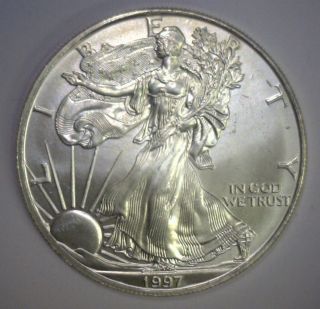 1997 Ase Silver American Eagle Sae.  999 Fine Silver 1 Troy Ounce Bullion photo