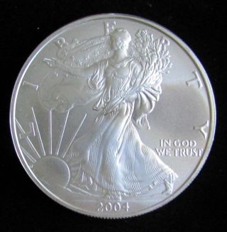 2004 American Silver Eagle 1 Troy Oz.  Bullion Coin W/ Airtite Case 121010 photo