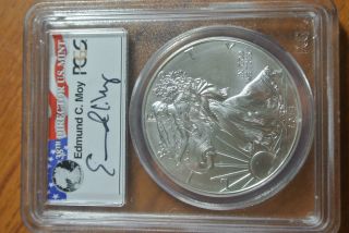 2014 American Silver Eagle - Pcgs Ms70 - Signed Edmund C.  Moy - Director photo