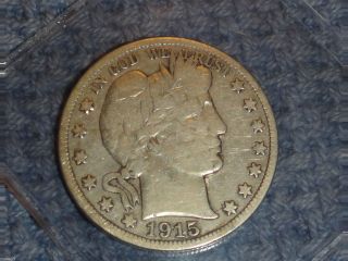 1915 S Barber Half Dollar Silver Coin.  99cents photo