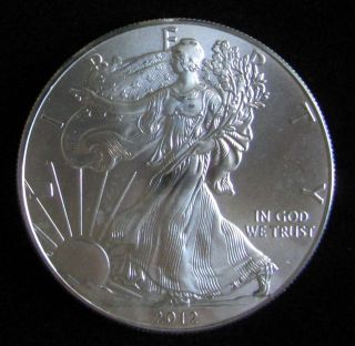 2012 American Silver Eagle 1 Troy Oz.  Bullion Coin W/ Airtite Case 12109 photo