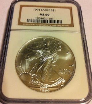 1994 $1 Silver Eagle Ms - 69 photo