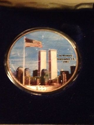 2001 1 Oz American Silver Eagle Colorized World Trade Center photo