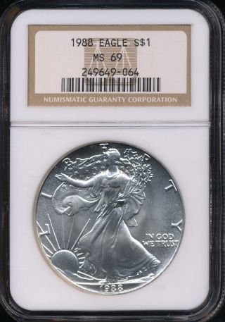 1988 Silver American Eagle Coin Ngc Ms 69 Aeg1651 photo