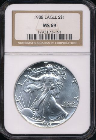 1988 Silver American Eagle Coin Ngc Ms 69 Aeg1650 photo