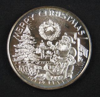 1989 Merry Christmas 1 Oz.  999 Fine Silver Coin 
