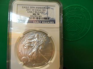 2011 W Silver Eagle Ms 70 Ngc Early Release 1oz photo