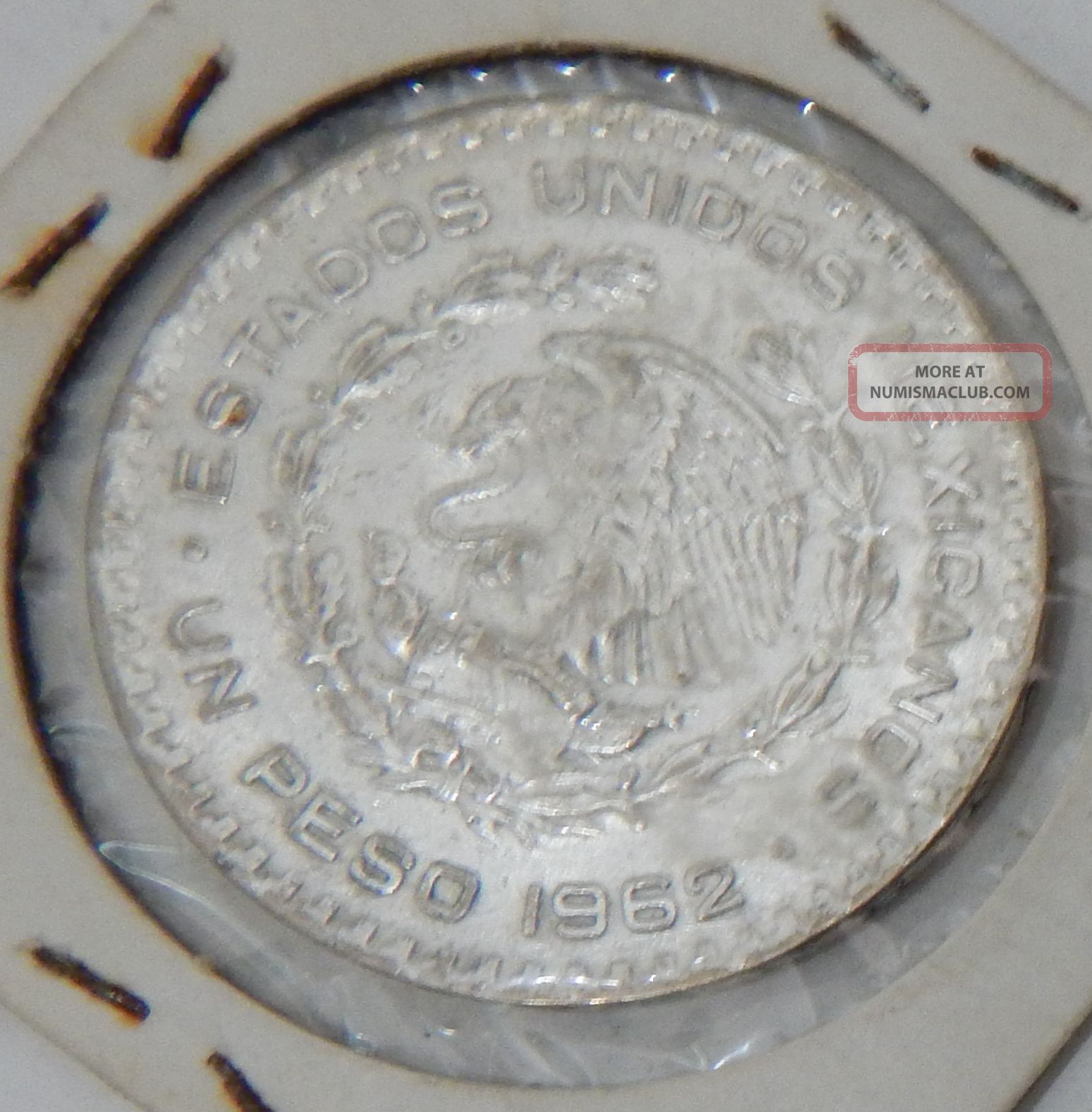 1962 Unc Mexican Silver Dollar 1 Peso 1962-unc-mexican-silver-dollar-1-peso