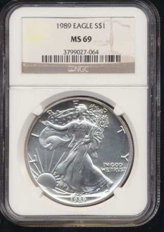 1989 American Silver Eagle Ngc Ms69 8472 photo
