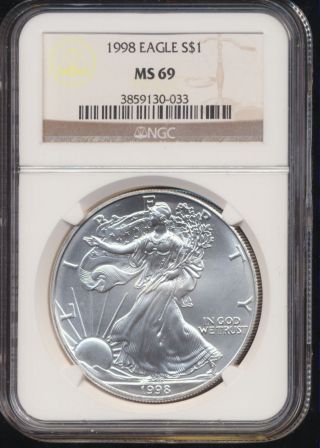 1998 American Silver Eagle Ngc Ms69 8326 photo