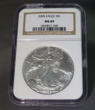 2005 American Silver Eagle S$1 Ms 69 - Ngc Certified photo