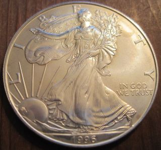 1996 Silver Eagle Dollar In Plastic Gift Box//lowest Mintage Year/u Grade / H708 photo