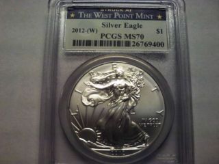 2012 - (w) Silver Eagle 1 Oz.  Pcgs Ms 70 Struck At West Point photo