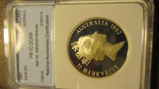 1992 Silver Australian Emperor Penguin Coin Graded Pf 70 By Ngc photo
