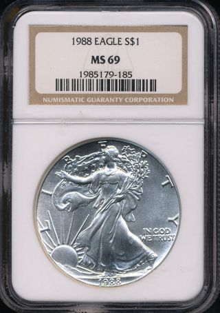1988 Silver American Eagle Coin Ngc Ms 69 Aeg1648 photo
