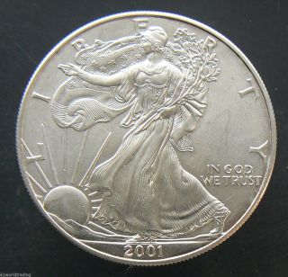 2001 Sae Silver American Eagle 1 Oz Coin photo