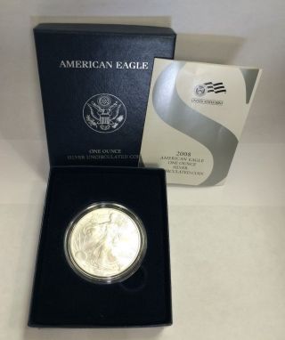 2008 - W American Eagle One Ounce Silver Uncirculated Coin photo