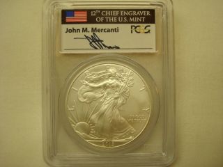 2013 American Eagle Pcgs Ms70 Perfect First Strike - Mercanti Autographed - Rare photo