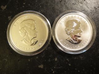 Two Canada $5 Silver Wildlife Series.  2011 Grizzly Bear & 2014 Peregrine Falcon photo