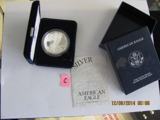 2003 W 1 Oz Proof Silver American Eagle W/box & Coin Ready For Grading photo