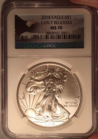2014 $1 Ngc Ms 70 Early Release American Eagle Silver Dollar photo