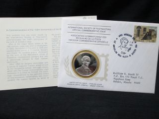 Postmasters 150th Silvestro Lega 25g Silver Medal Franklin 1976 Gg9630 photo