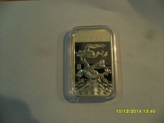 1 Troy Ounce.  999 Fine Silver Bar / 2012 ' Year Of The Dragon photo