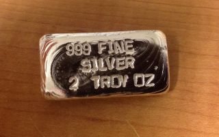999 Fine Silver Bar 2 (two) Troy Ounces - Hand Poured Item H photo