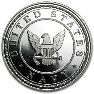 1 Oz Silver U.  S.  Navy Round - With Gift Packaging - Sku 61131 photo