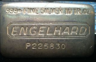 Engelhard Old Poured 10 Oz.  999 Silver Bar photo