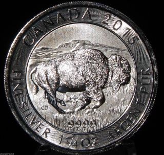 2015 Canada 1¼ Oz Bison Fine Silver 8 Dollars photo