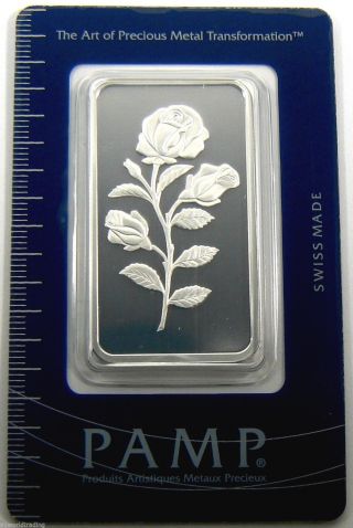 Pamp Suisse Rose 1 Oz Silver Bar.  999 Pure photo