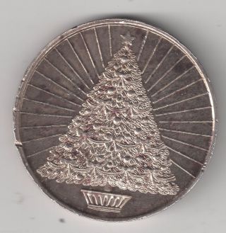 1994 Vintage Christmas Tree - 1 Oz.  999 Fine Silver Art Round - Reverse Blank photo