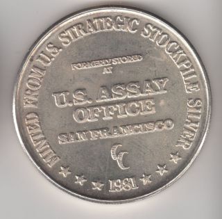 U.  S Assay Office San Francisco - 1 Oz.  999 Fine Silver Art Round photo