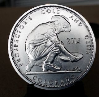 Dan Carr Designed 1oz.  999 Fine Round Pg&g Minted Colorado Mined Silver 2014 photo